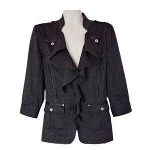 White House Black Market Ruffled Lapel Jacket with Belt Business Casual Y2K